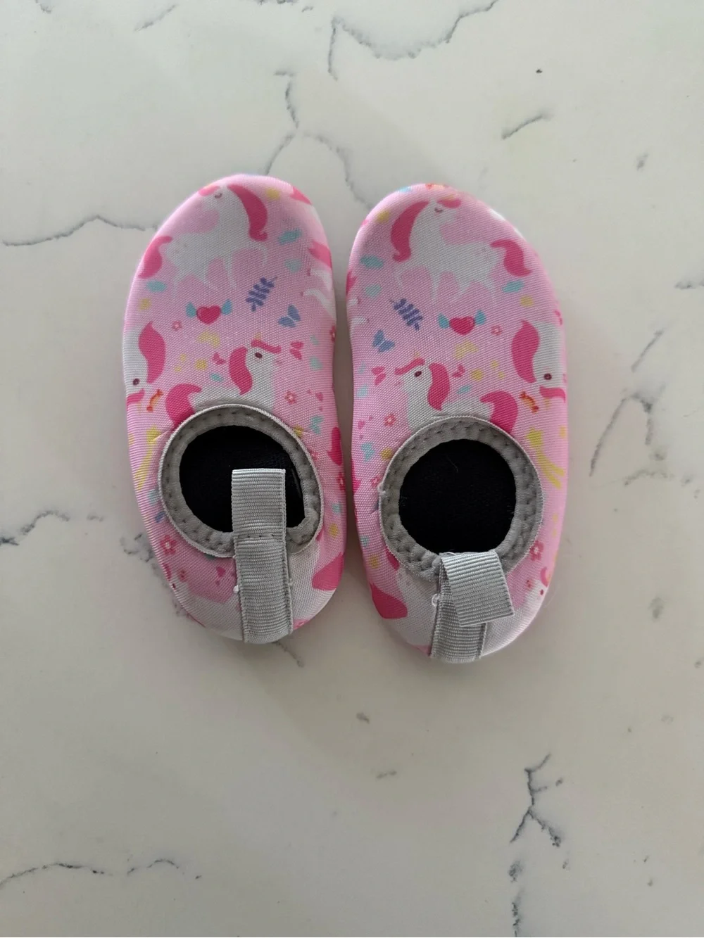 Kids Pink Unicorn Water Shoes with Pull Tab